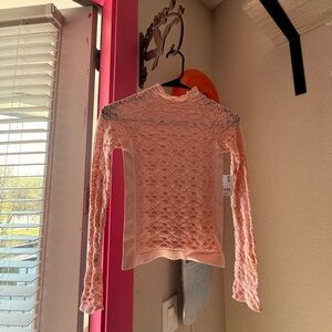 Pink Lace Long Sleeve Top